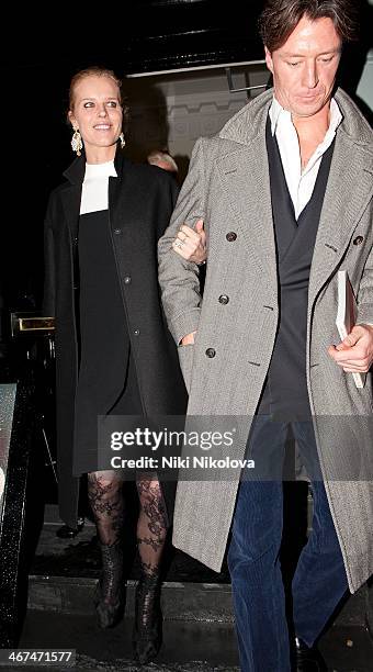 Eva Herzigova is seen leaving the Voena Gallery, Mayfair on February 6, 2014 in London, England.