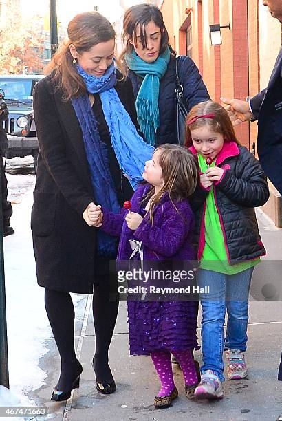 Mimi O'Donnell with her children,Willa Hoffman and Tallulah Hoffman are seen outside actor Philip Seymour Hoffman's ex-partner Mimi O'Donnell's...