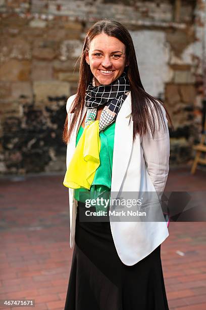 Casey Dellacqua of Australia poses for a portrait before the official dinner ahead of the Fed Cup Tie between Australia and Russia on February 6,...