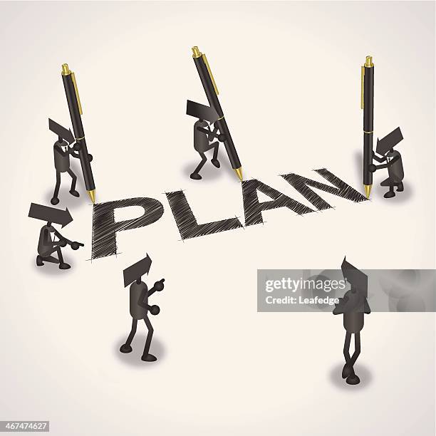 plan - man surrounded stock illustrations