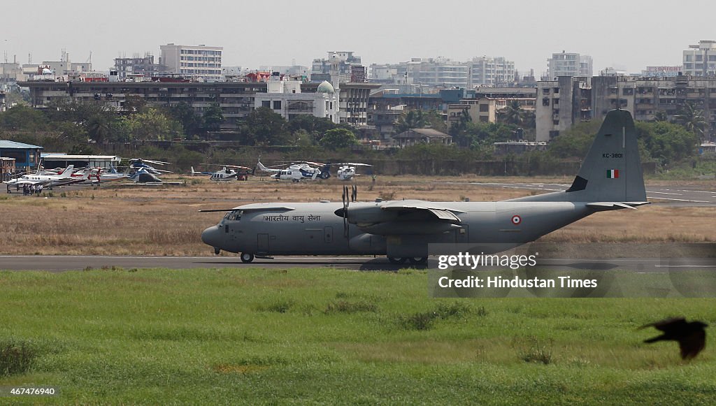 IAF Hercules C130J plane Lands At Juhu Airport In Mumbai