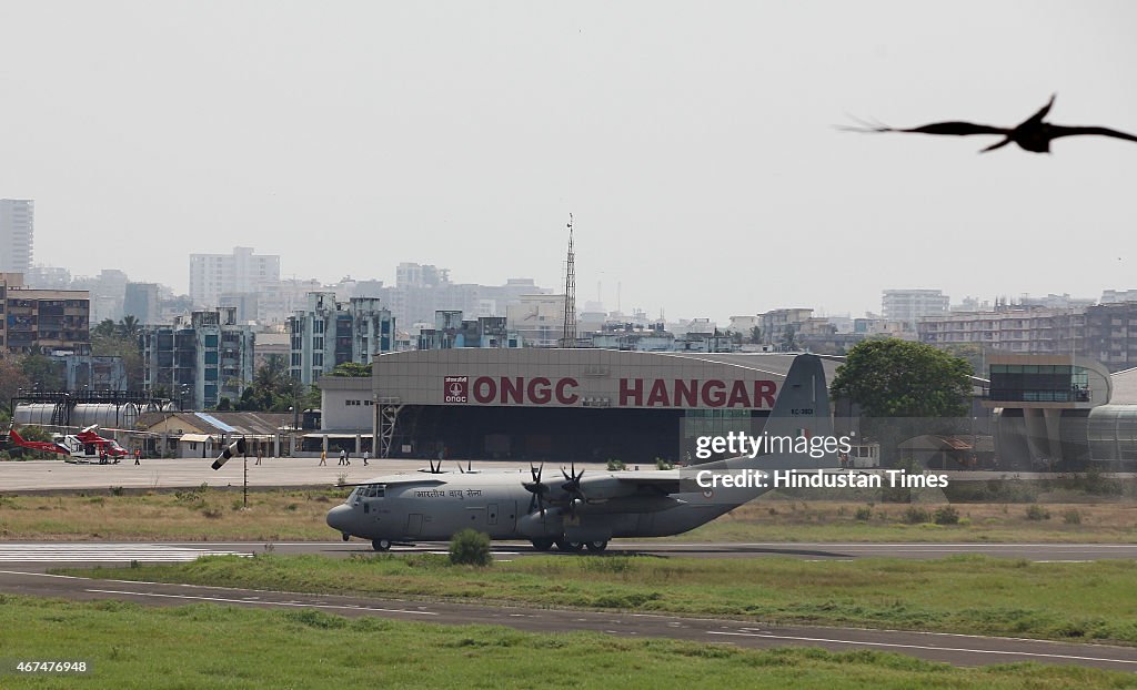 IAF Hercules C130J plane Lands At Juhu Airport In Mumbai