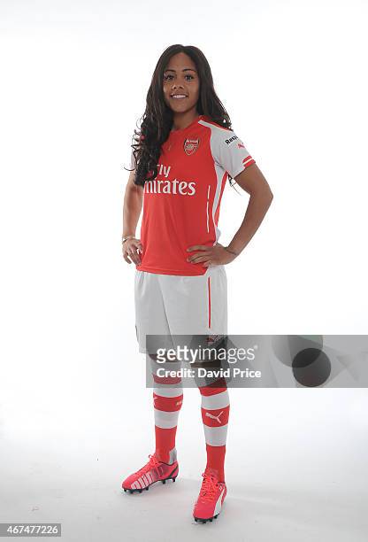 Alex Scott of the Arsenal Ladies at London Colney on March 24, 2015 in St Albans, England.