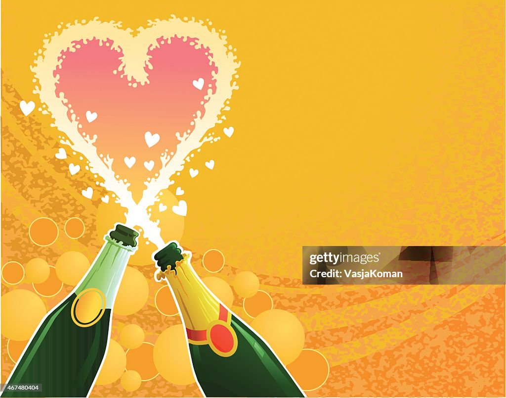 Champagne Celebration with Heart Shaped Froth