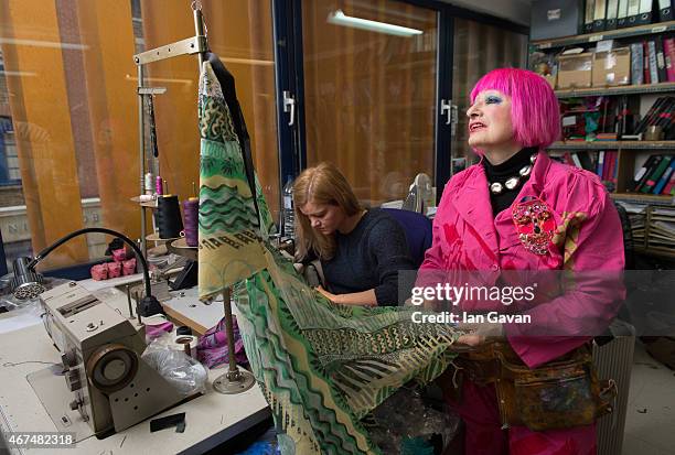 Fashion designer Dame Zandra Rhodes is photographed at her studio for Hello magazine on February 10, 2015 in London, England.