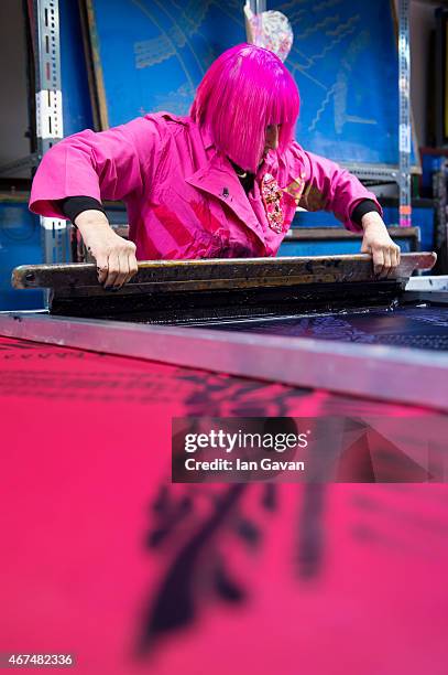 Fashion designer Dame Zandra Rhodes is photographed at her studio for Hello magazine on February 10, 2015 in London, England.