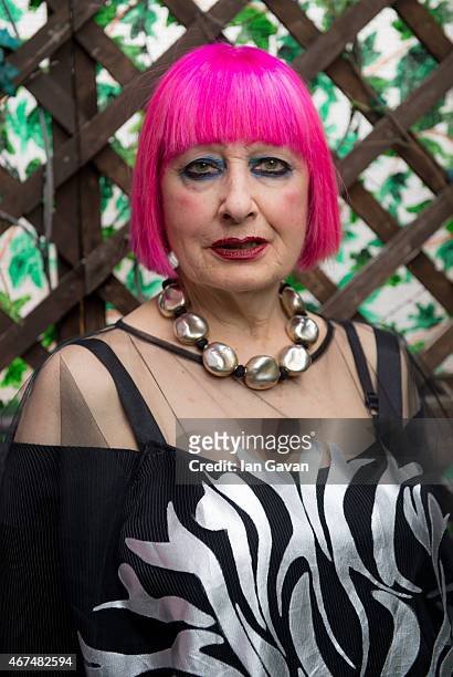 Fashion designer Dame Zandra Rhodes is photographed at hr home for Hello magazine on February 10, 2015 in London, England.