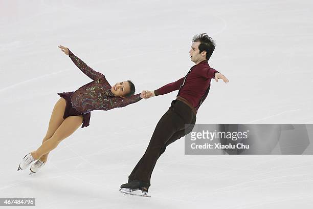 Amani Fancy and Christopher Boyadji of Great Britain perform during the Pairs Short Program on day one of the 2015 ISU World Figure Skating...