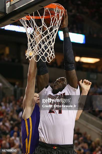 Montrezl Harrell of the Louisville Cardinals in action against the UNI Panthers during the third round of the 2015 Men's NCAA Basketball Tournament...