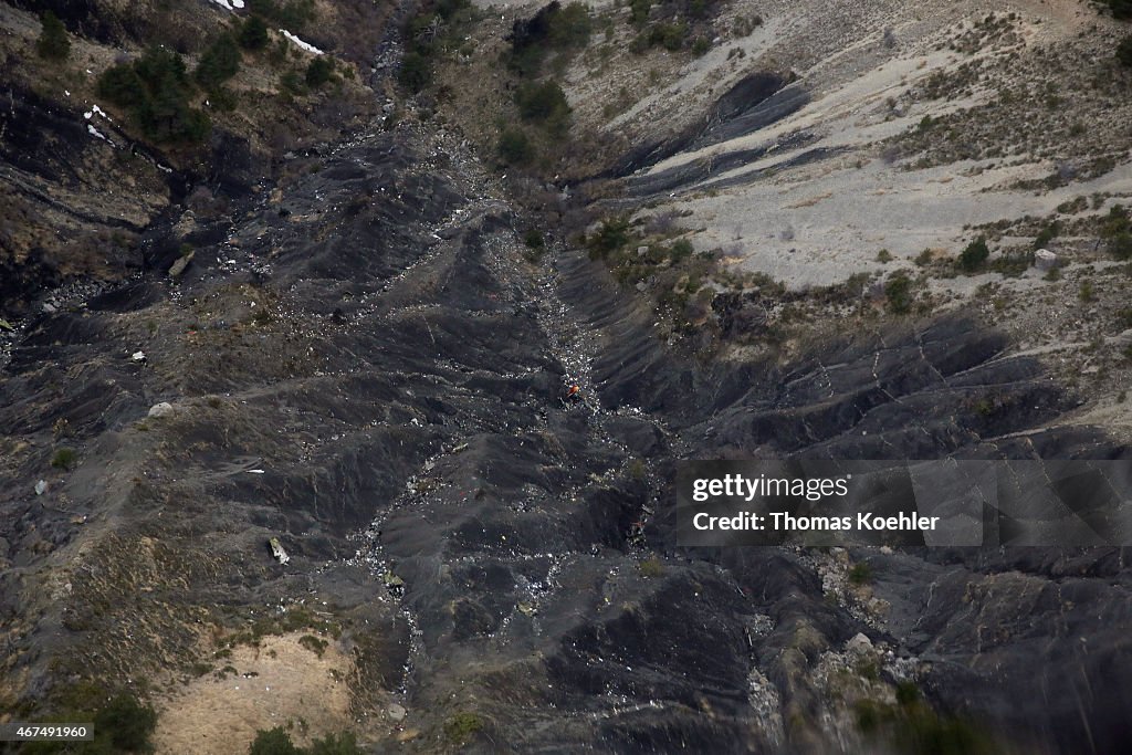 Aerial view of crash site of Germanwings