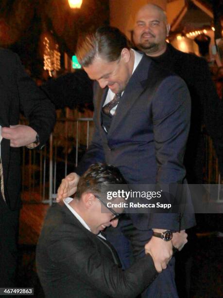 Actor Leonardo DiCaprio and Ukrainian journalist and prankster Vitalii Sediuk at the Cinema Vanguard Award to Martin Scorsese and Leonardo DiCaprio...