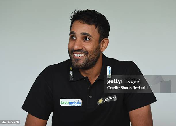 Ravi Bopara of England and Essex talks to the media during a Lycamobile & Chance to Shine Street Partnership Announcement at the Kia Oval on March...