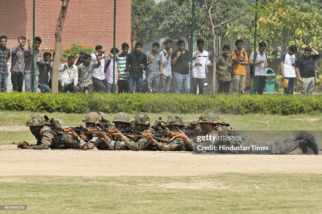 Army Mock Drill At Amity University