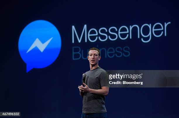 Mark Zuckerberg, chief executive officer of Facebook Inc., speaks during the Facebook F8 Developers Conference in San Francisco, California, U.S., on...