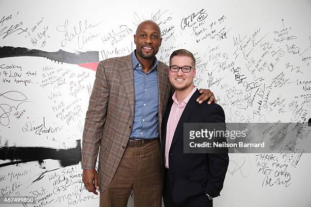American retired professional basketball player Alonzo Mourning and Brian Fitzsimmons, Senior Sports Editor AOL, discuss March Madness at AOL Studios...
