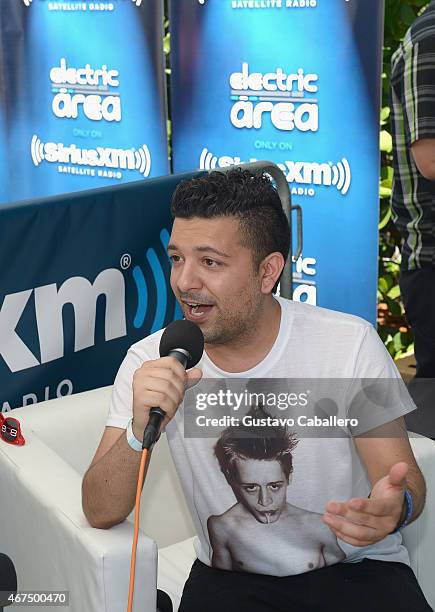 Sak Noel is interviewed at the SiriusXM's "UMF Radio" Broadcast Live from the Sirium XM Music Lounge at W Hotel on March 25, 2015 in Miami, Florida.