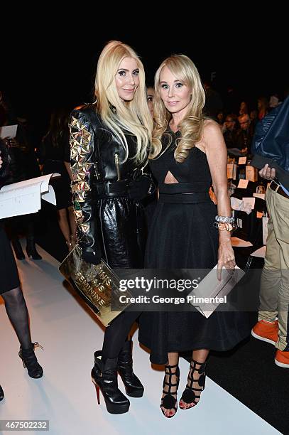 Sylvia Mantella and Suzanne Rogers attend World MasterCard Fashion Week Fall 2015 Collections Day 2 at David Pecaut Square on March 24, 2015 in...