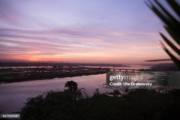 Sunset over the Niger River, seen from the terrace of the Grand Hotel on December 04 in Niamey, Niger. Photo by Ute Grabowsky/Photothek via Getty...