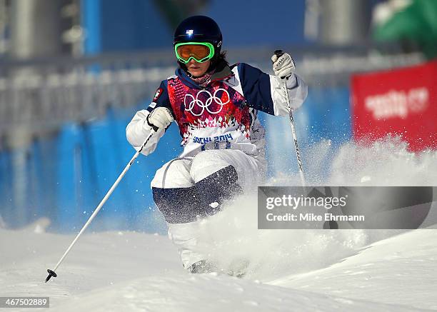 Heather McPhie of the United States practices during the Men's and Ladies Moguls official training session ahead of the the Sochi 2014 Winter...