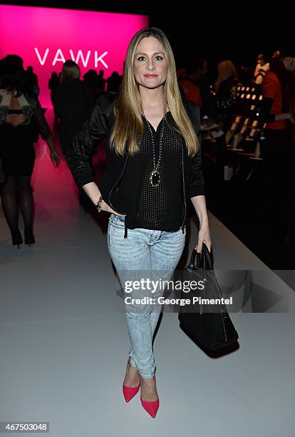 Actress Tara Spencer-Nairn attends World MasterCard Fashion Week Fall 2015 Collections Day 2 at David Pecaut Square on March 24, 2015 in Toronto,...