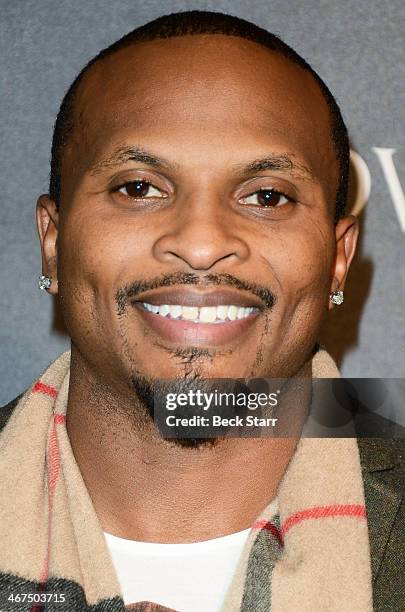 Football player Eric King arrives at Bulova/Manchester United Trophy Tour red carpet event at W Hollywood on February 6, 2014 in Hollywood,...