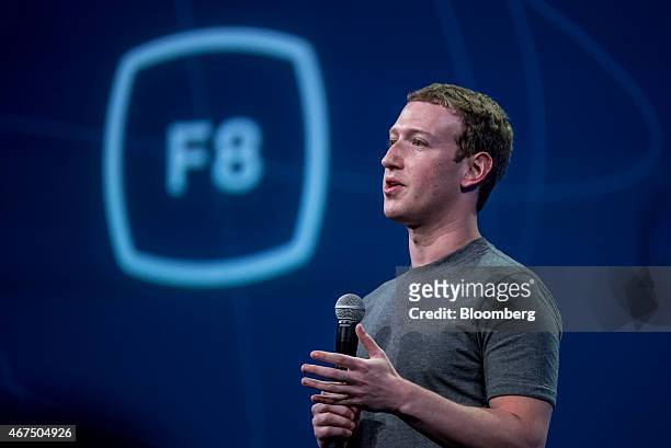 Mark Zuckerberg, chief executive officer of Facebook Inc., speaks during the Facebook F8 Developers Conference in San Francisco, California, U.S., on...
