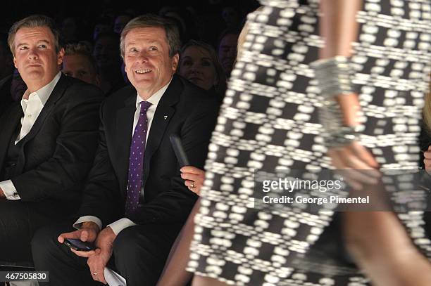 Edward Rogers and Toronto Mayor John Tory attend World MasterCard Fashion Week Fall 2015 Collections Day 2 at David Pecaut Square on March 24, 2015...