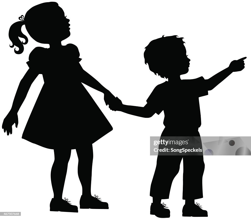 Brother And Sister Holding Hands High-Res Vector Graphic - Getty ...