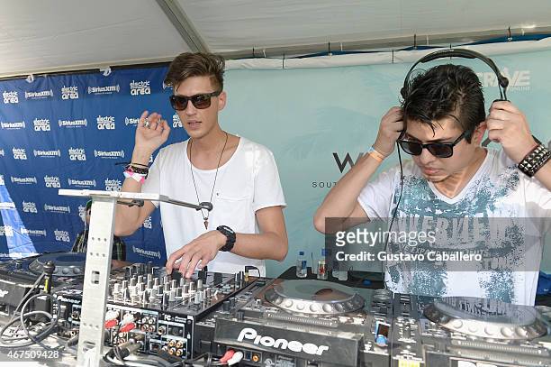 Heatbeat performs at the SiriusXM's "UMF Radio" Broadcast Live from the SiriusXM Music Lounge at W Hotel on March 25, 2015 in Miami, Florida.