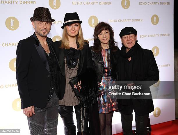 Rudolf Schenker, Tatjana Schenker, Kalus Meine and Gaby Meine attend the Echo Award 2015 Charity Dinner at Grill Royal on March 25, 2015 in Berlin,...