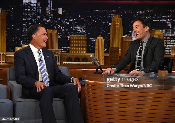 Mitt Romney Visits "The Tonight Show Starring Jimmy Fallon" at Rockefeller Center on March 25, 2015 in New York City.