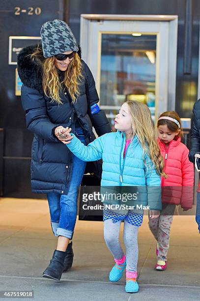 Sarah Jessica Parker, Marion Loretta Elwell Broderick and Tabitha Hodge Broderick are seen on March 25, 2015 in New York City.
