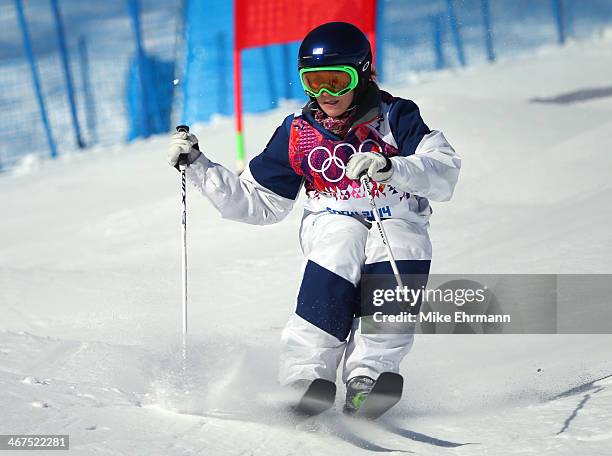 Heather McPhie of the United States practices during the Men's and Ladies Moguls official training session ahead of the the Sochi 2014 Winter...