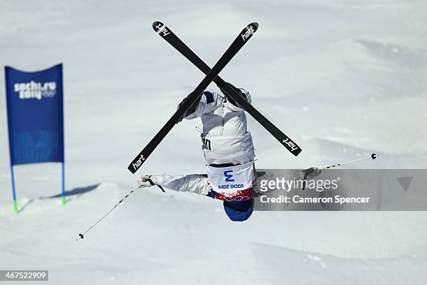 Patrick Deneen of United States practices during the Men's and Ladies Moguls official training session ahead of the the Sochi 2014 Winter Olympics at...