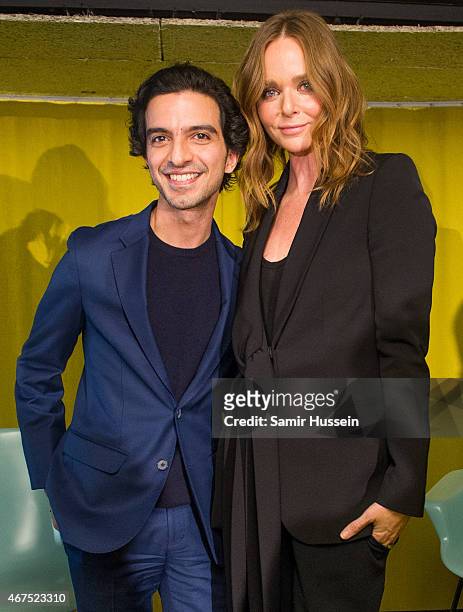 Stella McCartney and Imran Amed attend a Stella McCartney interview with Imran Amed of The Business of Fashion on March 25, 2015 in London, England.