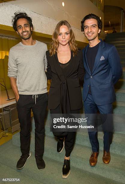 Rohan Silva, Stella McCartney and Imran Amed attend a Stella McCartney interview with Imran Amed of The Business of Fashion on March 25, 2015 in...