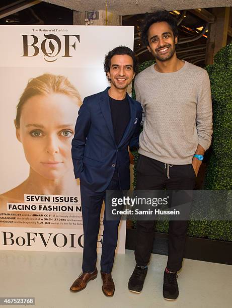 Rohan Silva and Imran Amed attend a Stella McCartney interview with Imran Amed of The Business of Fashion on March 25, 2015 in London, England.