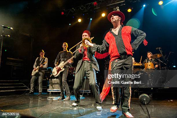 Paul-Ronney Angel of The Urban Voodoo Machine performs at KOKO on March 25, 2015 in London, England.