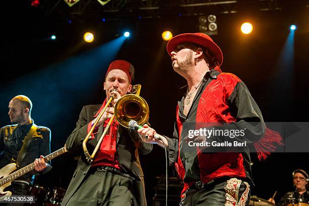 Paul-Ronney Angel of The Urban Voodoo Machine performs at KOKO on March 25, 2015 in London, England.