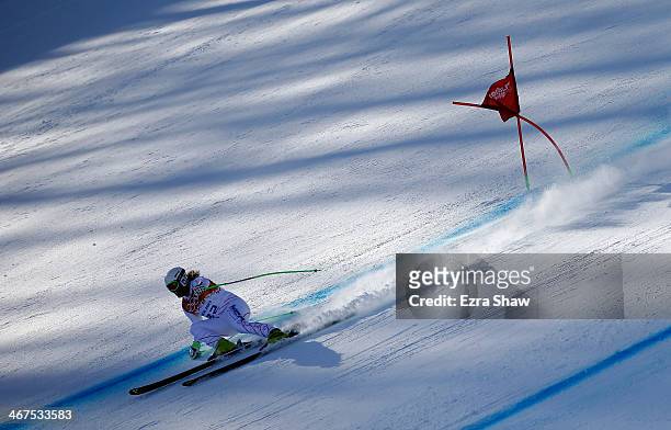 Erik Fisher of the USA skis during training for the Alpine Skiing Men's Downhill ahead of the Sochi 2014 Winter Olympics at Rosa Khutor Alpine Center...