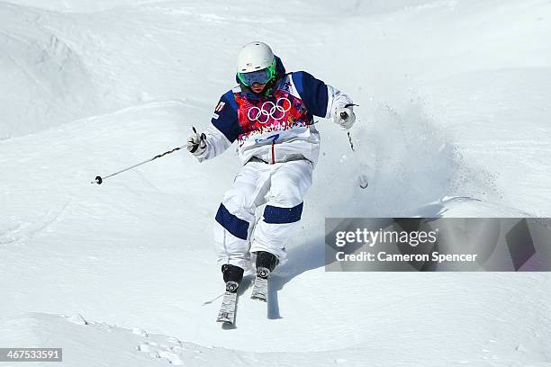 Patrick Deneen of the United States practices during the Men's and Ladies Moguls official training session ahead of the the Sochi 2014 Winter...