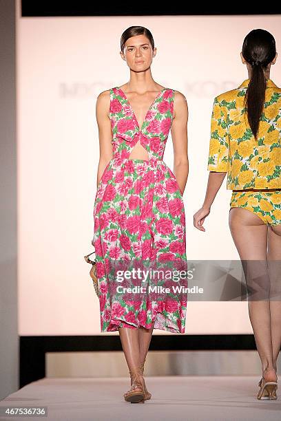 Model walks the runway wearing Michael Kors spring 2015 collection during the Sports Spectacular Luncheon, Benefiting Cedars-Sinai at The Beverly...