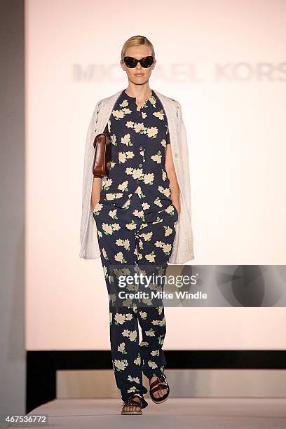 Model walks the runway wearing Michael Kors spring 2015 collection during the Sports Spectacular Luncheon, Benefiting Cedars-Sinai at The Beverly...