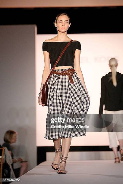 Model walks the runway wearing Michael Kors spring 2015 collection during the Sports Spectacular Luncheon, Benefiting Cedars-Sinai at The Beverly...