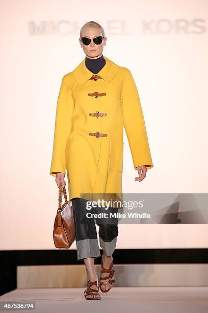 Model walks the runway wearing Michael Kors spring 2015 collection during the Sports Spectacular Luncheon, Benefiting Cedars-Sinai at The Beverly...