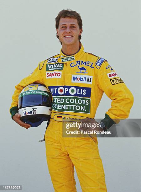 Michael Schumacher of Germany and driver of the Camel Benetton Ford Benetton B191B Ford HB V8 poses for a portrait during practice for the Yellow...