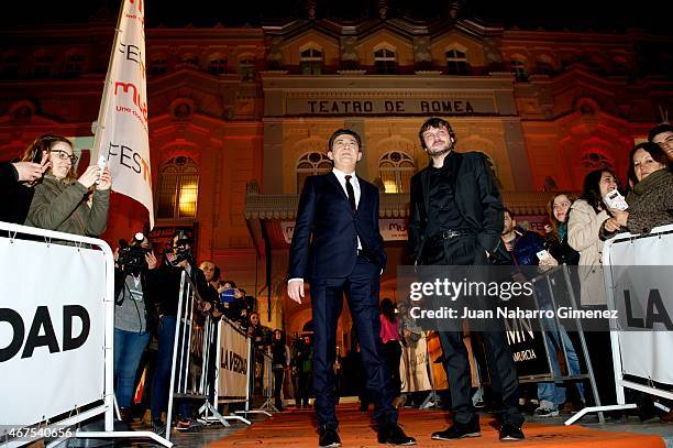 Mariano Pena and Salva Reina attend 'Alli Abajo' photocall during FesTVal Murcia 2015 on March 25, 2015 in Murcia, Spain.