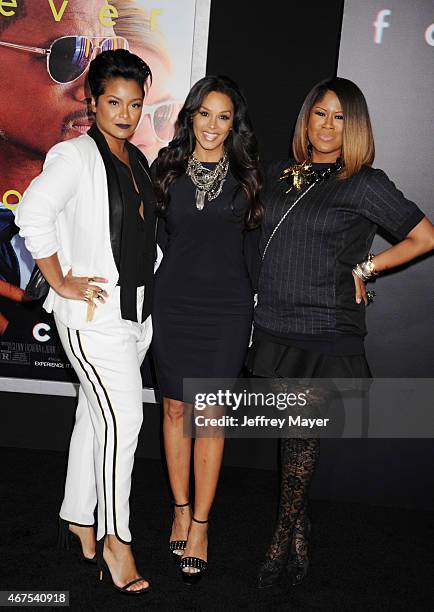 Personalities April Daniels; Sheree Fletcher; Diann Valentine attends the Warner Bros. Pictures' 'Focus' premiere at TCL Chinese Theatre on February...