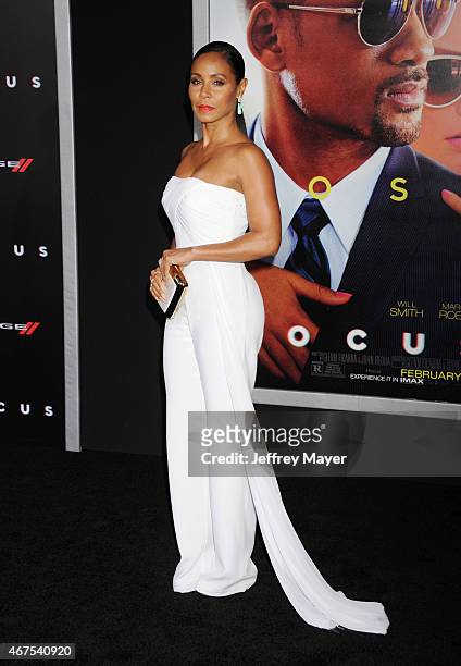 Actress Jada Pinkett Smith attends the Warner Bros. Pictures' 'Focus' premiere at TCL Chinese Theatre on February 24, 2015 in Hollywood, California.