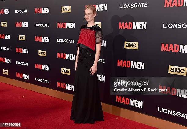 Actress January Jones attends the AMC celebration of the final 7 episodes of "Mad Men" with the Black & Red Ball at the Dorothy Chandler Pavilion on...